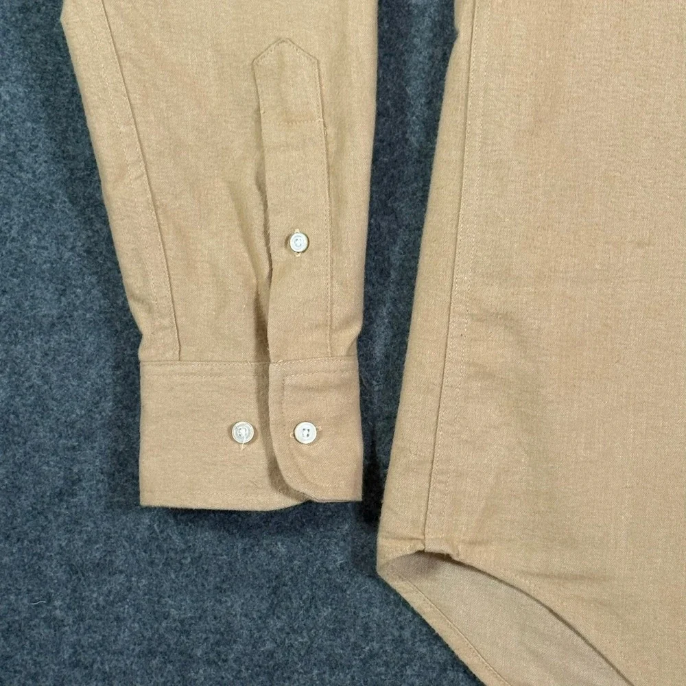 Gustin Mens Tan Cotton Button Down Shirt Made in USA Size M Classic Fit LS
